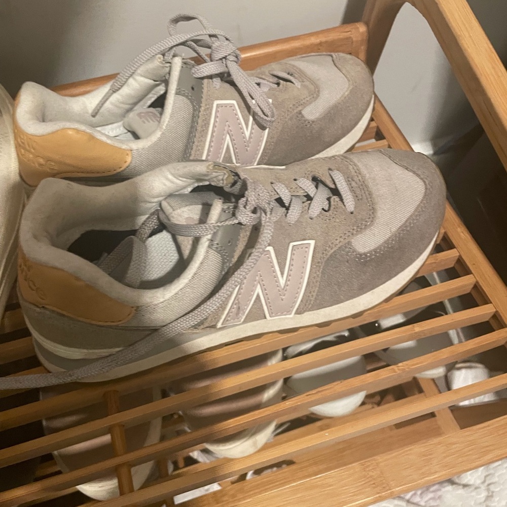 New Balance Beige and Gray Athletic Shoes